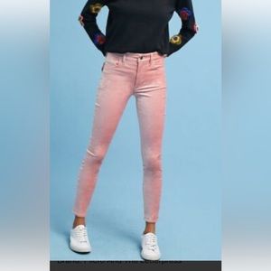 Pink velvet straight leg pants